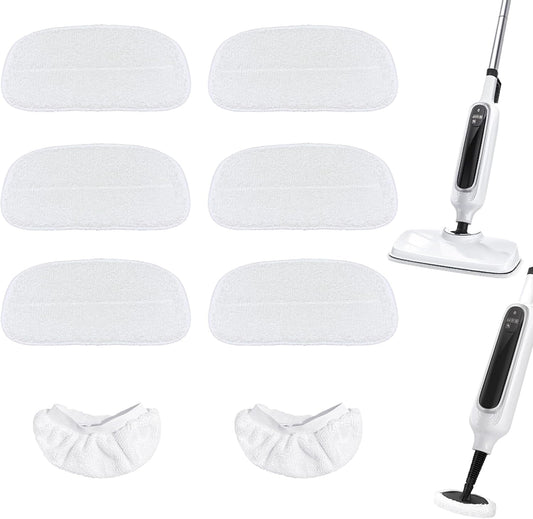 Reusable Steam Mop Pads Set, 6 Pack Steam Mop Pads & 2 Universal Microfiber Cloths, Compatible with KGHKGH, V1258-DP02-C-1618