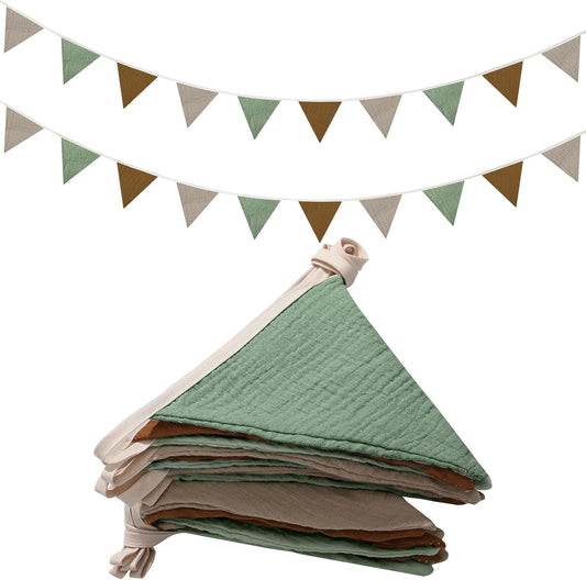 2 Pcs Pennant Banner Flags Nursery Garland Triangle Bunting Flags Playroom Wall Decor Banner for Nursery Baby V1258-DP02-C-1624