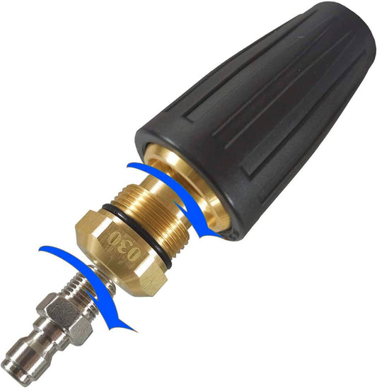 4000 PSI Rotating Turbo Nozzle Set, 1/4 Inch, With 5 Tips for Pressure Washer, Orifice 3.0 V1258-DP02-C-163