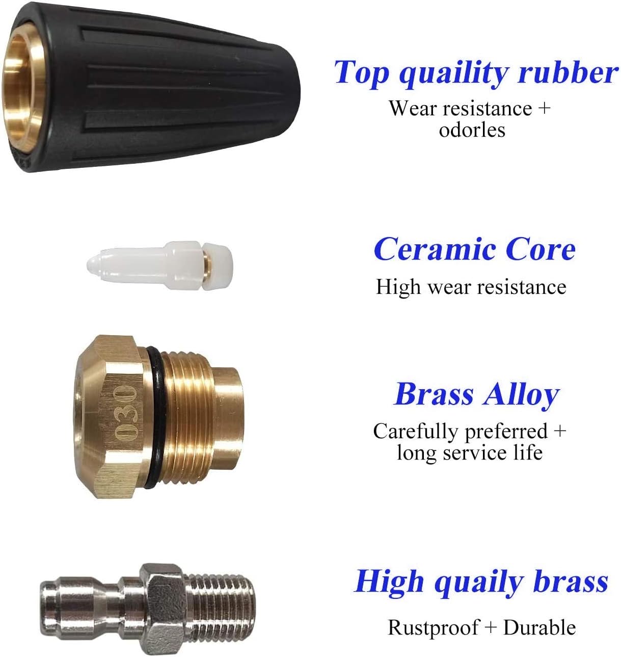 4000 PSI Rotating Turbo Nozzle Set, 1/4 Inch, With 5 Tips for Pressure Washer, Orifice 3.0 V1258-DP02-C-163