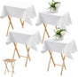 4 Pcs Small Tablecloth Washable Fabric Folding TV Tray Table Cloth Polyester Solid Color Nightstand Cover for V1258-DP02-C-1651