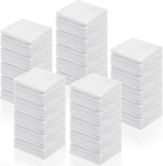 100 Pcs White Cleaning Cloths Bulk Reusable Cleaning Rags Cotton Washcloths Absorbent Dishcloths Small V1258-DP02-C-1655
