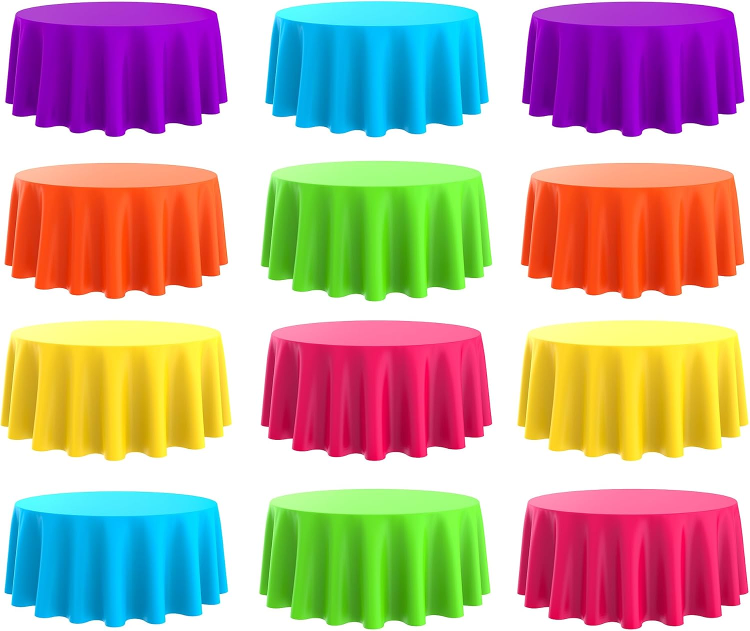 Round Tablecloth 84 Inch Premium Plastic Table Cloth Disposable Table Covers Waterproof Tablecloths for Party V1258-DP02-C-1668