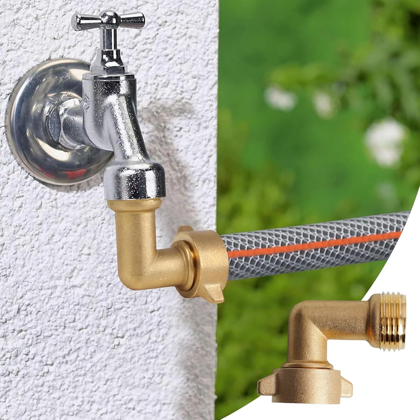 90 Degree Hose Elbow Connectors + 4" Adjustable Twist Hose Nozzle V1258-DP02-C-169