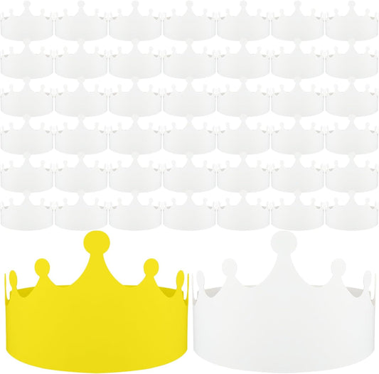 100 Pcs White Paper Crowns Kids DIY Birthday Crowns for Classroom Birthday Party Hats Decorations Baby Shower V1258-DP02-C-1705