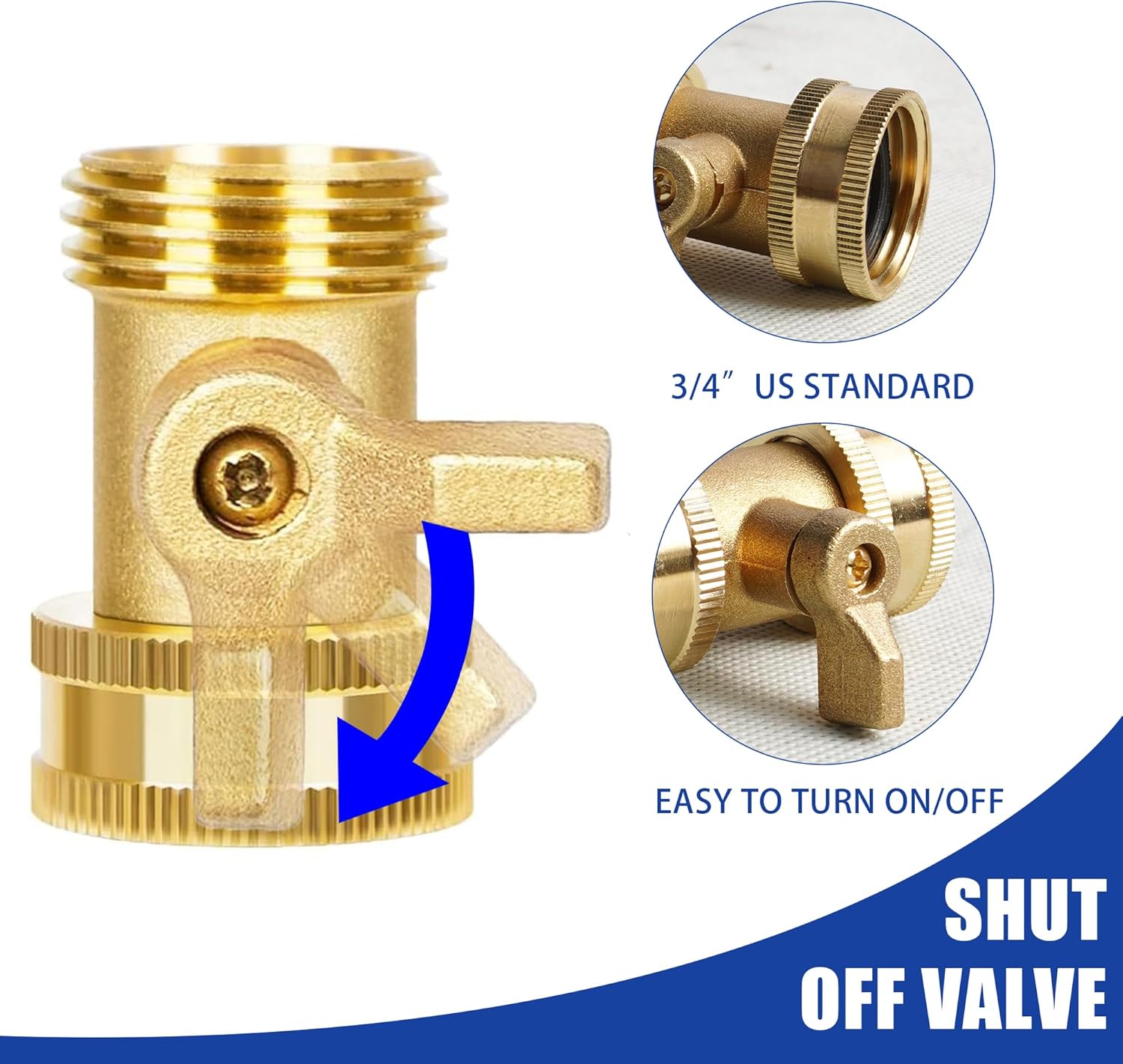 Garden Hose Adapter + Nozzle Jet with Shutoff Valve V1258-DP02-C-172