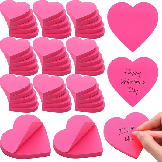 48 Pcs Mother's Day Heart Sticky Notepads 3 x 3 Inch Bright Color Self Sticky Notes Cute Memo Pads for Men V1258-DP02-C-1728