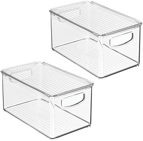 Plastic Deep Storage Bin Box Container with Lid and Built-In Handles - Organization for Fruit, Snacks, or V1258-DP02-C-1775