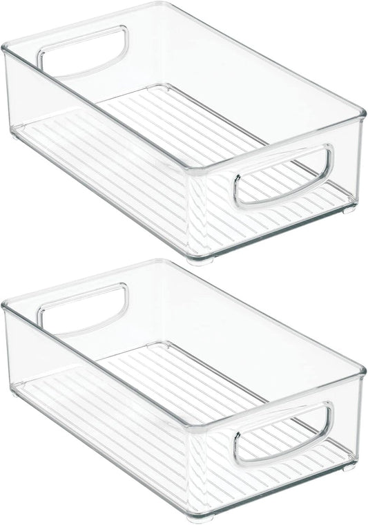 Small Plastic Bathroom Storage Container Bins with Handles for Organization in Closet, Cabinet, Vanity or V1258-DP02-C-1794