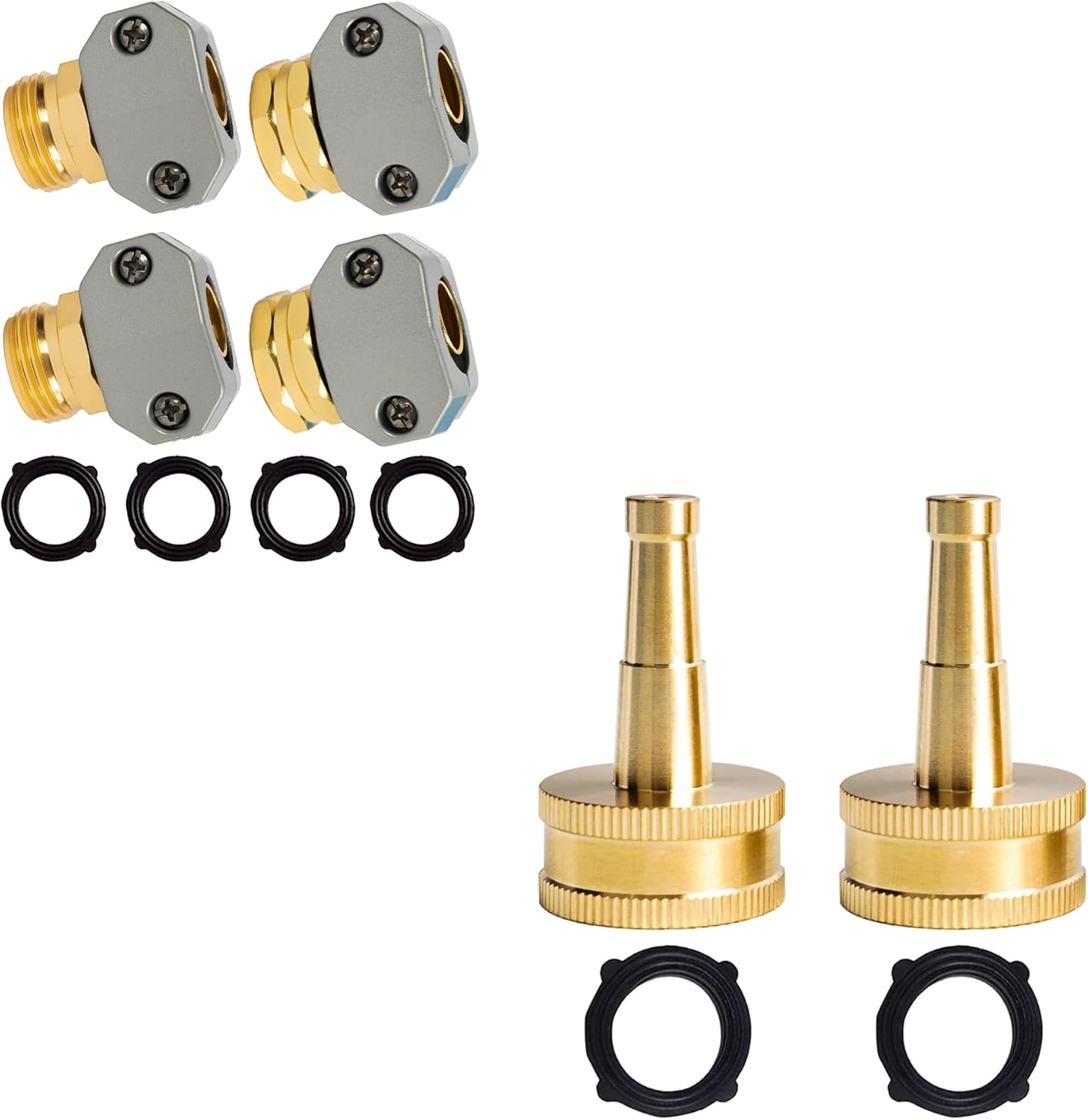 Garden Hose Repair Kit + 2 Inch Jet Sweeper Brass Nozzle V1258-DP02-C-180
