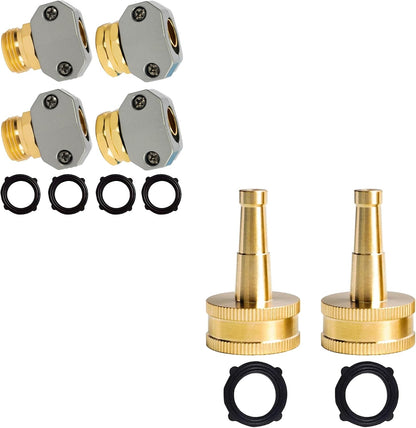 Garden Hose Repair Kit + 2 Inch Jet Sweeper Brass Nozzle V1258-DP02-C-180