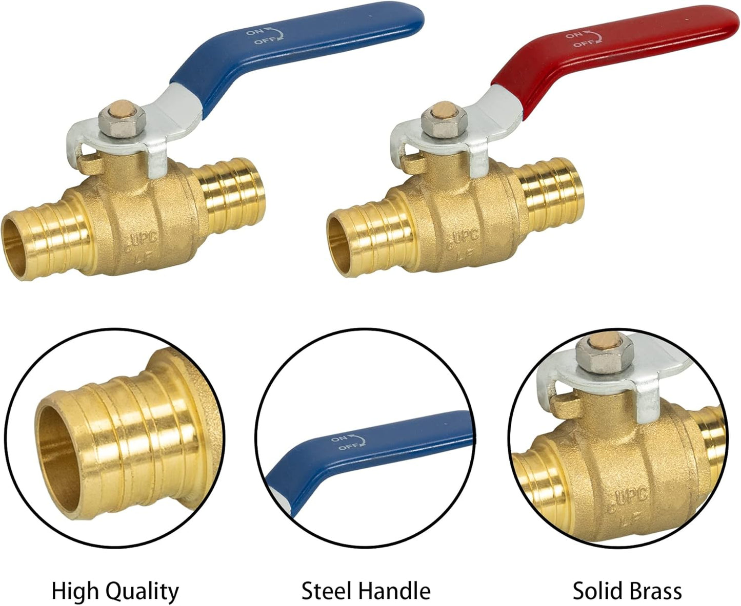Garden Hose Adapter + Pex Brass Full Port Shut Off Ball Valve V1258-DP02-C-181