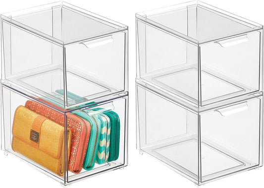Shoe Storage Box with Drawer - Sturdy Plastic Storage Box for Shoes - Stackable Drawer Box for Shoes, V1258-DP02-C-1813