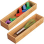 Slim Wooden Bamboo Drawer Organizer - 12" Long Stackable Storage Box Tray for Kitchen Drawers/Cabinet - V1258-DP02-C-1828
