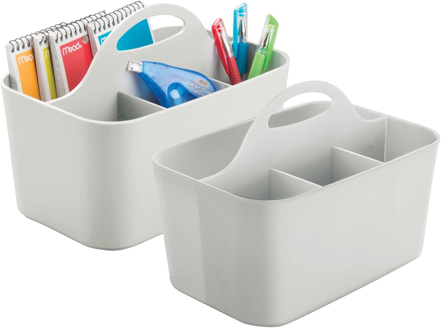 Plastic Small Office Storage Organizer Utility Tote Caddy with Handle for Cabinets, Desks, Workspaces - Holds V1258-DP02-C-1832
