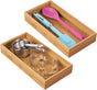 Wooden Bamboo Drawer Organizer - 12" Long Stackable Storage Box Tray for Kitchen Drawers/Cabinet - Utensil, V1258-DP02-C-1834