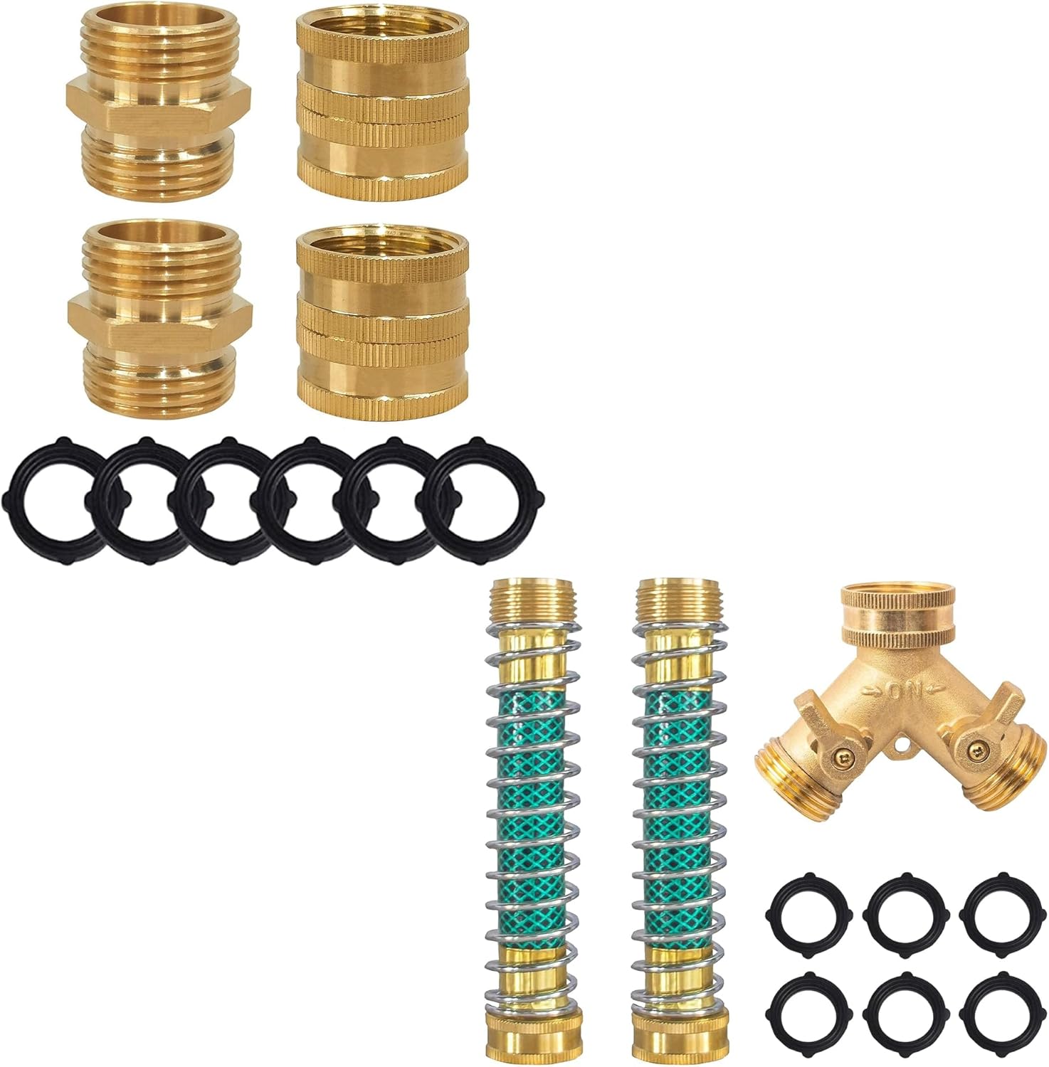Garden Hose Adapter + 2 Way Hose Splitter with Hose Protectors V1258-DP02-C-185