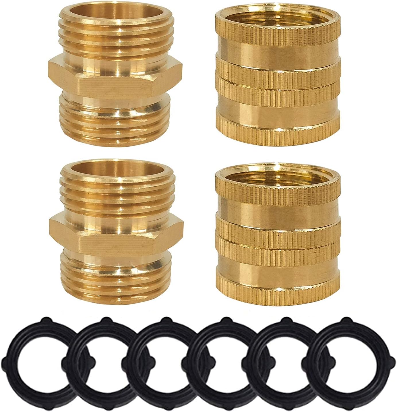 Garden Hose Adapter + 2 Way Hose Splitter with Hose Protectors V1258-DP02-C-185