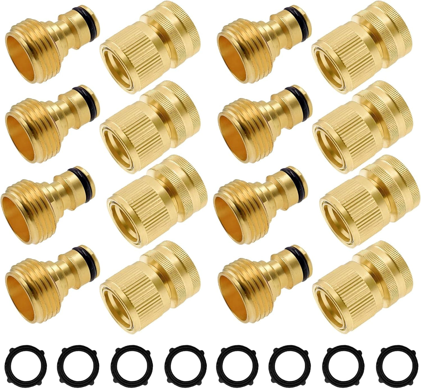 Brass Garden Hose Splitter (4 Way) + Garden Hose Quick Connector V1258-DP02-C-186