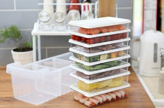 Kitchen Refrigerator Organizer, Fridge and Freezer Storage Trays Large+Food Containers with Lids V1258-DP02-C-1870