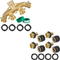 Brass Garden Hose Splitter (4 Way) + Garden Hose Quick Connector V1258-DP02-C-188