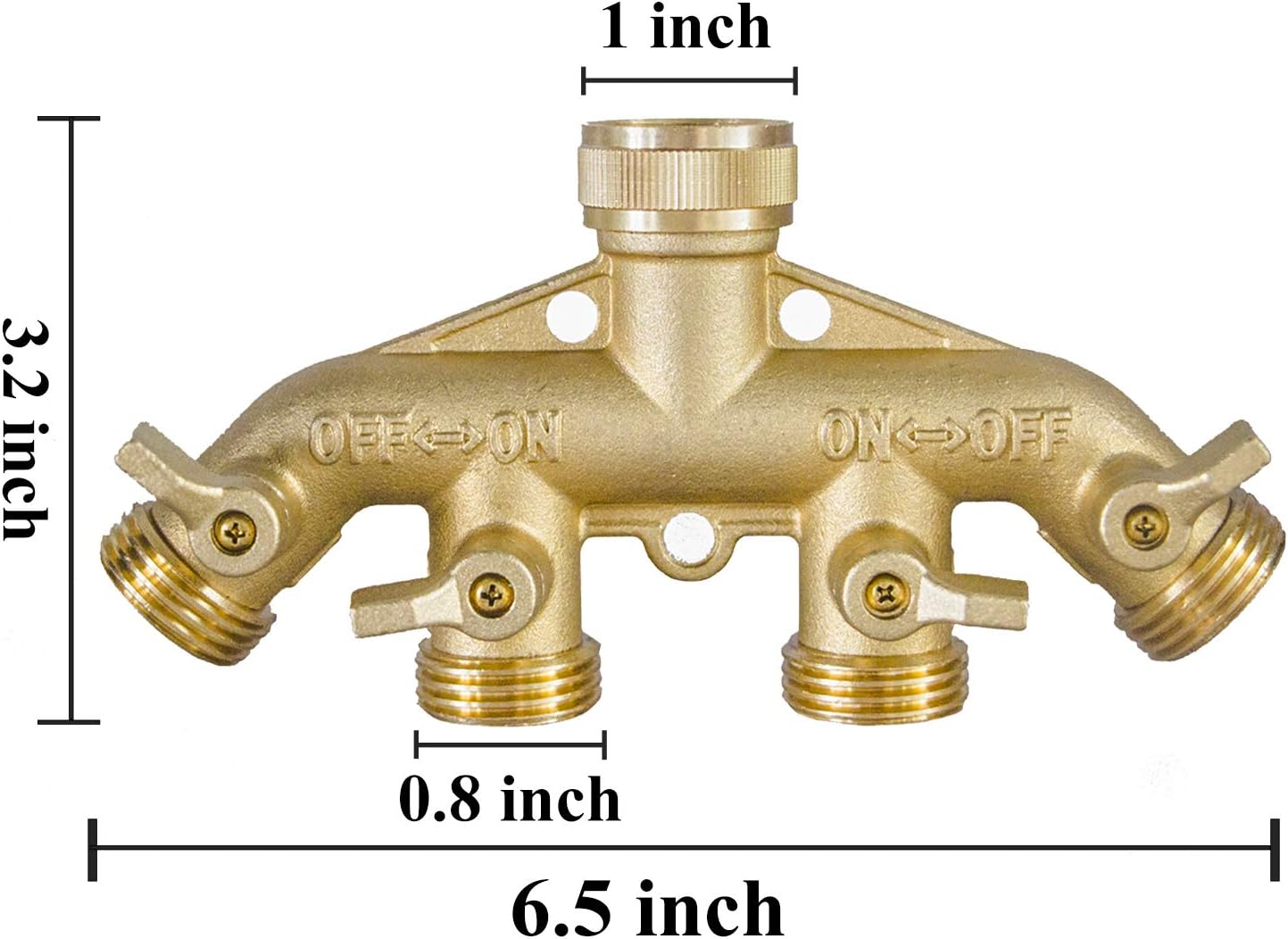 Brass Garden Hose Splitter (4 Way) + Garden Hose Quick Connector V1258-DP02-C-188