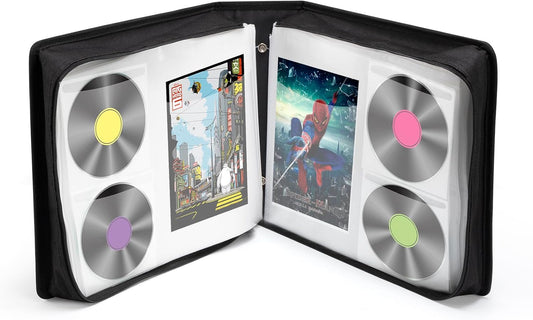 DVD Case 200 DVDs and 100 Booklets Capacity, CD/Blu-ray Storage Binder Case with Booklet Inserts Media V1258-DP02-C-1880