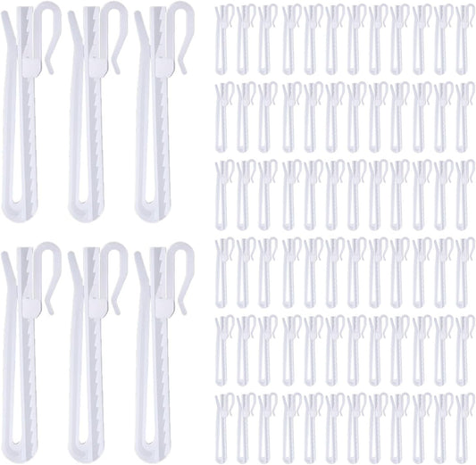 80 Pcs Plastic Curtain Hooks, Adjustable Pinch Pleat Hooks, Ratchet System Pinch Pleat Curtain Hooks for V1258-DP02-C-1882