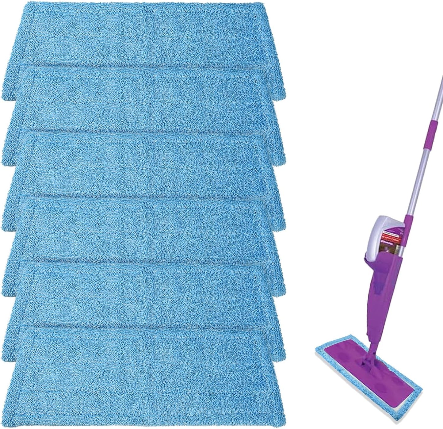6 Pack Reusable Microfiber Pads for Rejuvenate Microfiber Mop, Compatible with Rejuvenate Click N Clean V1258-DP02-C-1888