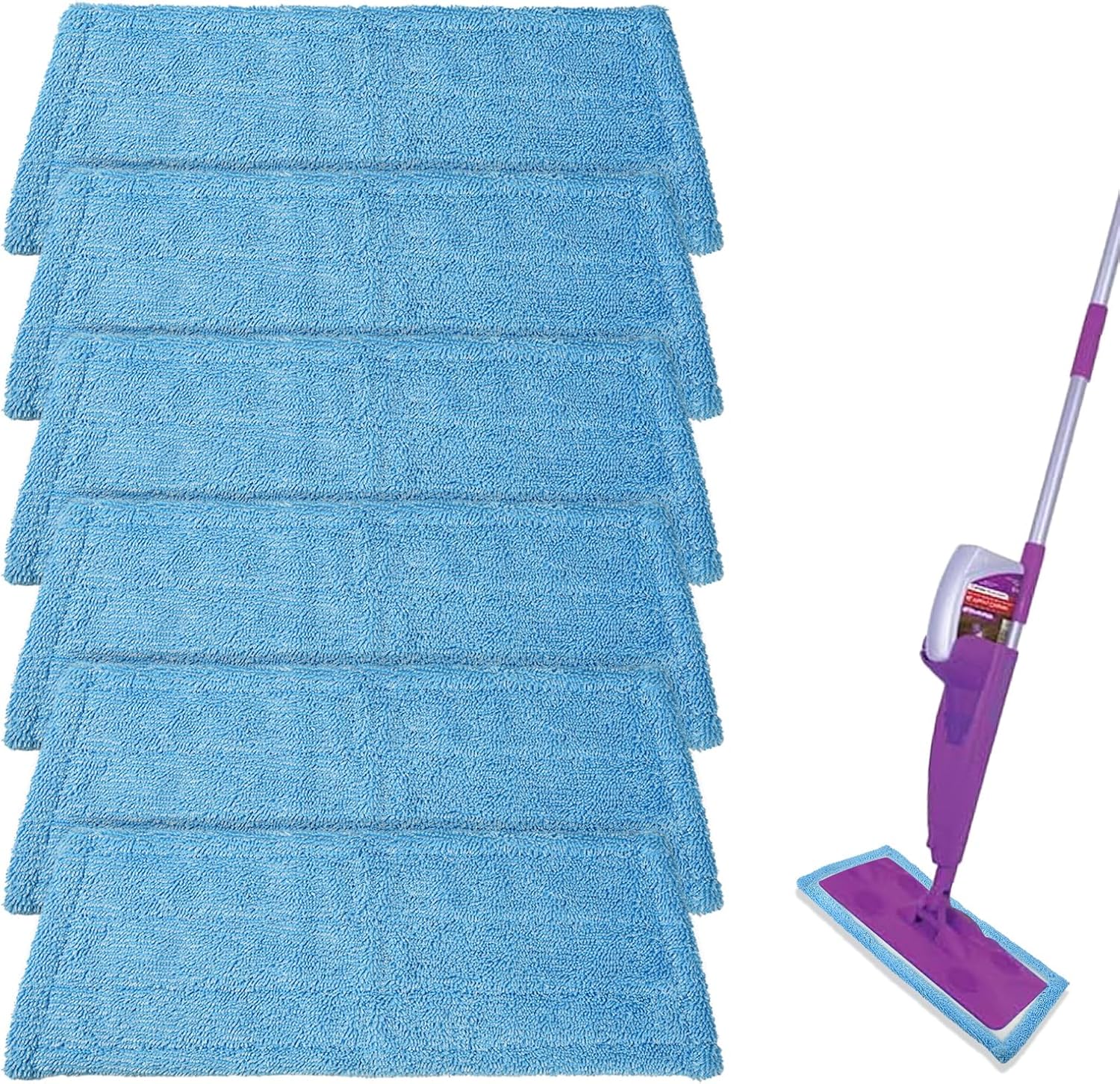 6 Pack Reusable Microfiber Pads for Rejuvenate Microfiber Mop, Compatible with Rejuvenate Click N Clean V1258-DP02-C-1888