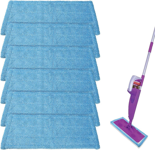 6 Pack Reusable Microfiber Pads for Rejuvenate Microfiber Mop, Compatible with Rejuvenate Click N Clean V1258-DP02-C-1888