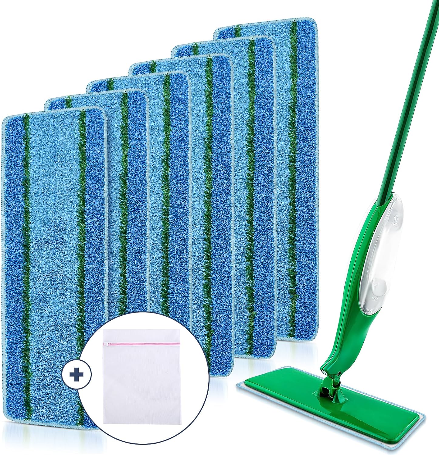 Upgraded Mop Head Replacement for Libman Freedom Spray Mop, 6 Pack Washable Mops Refill Pad + 1 Count Laundry V1258-DP02-C-1889