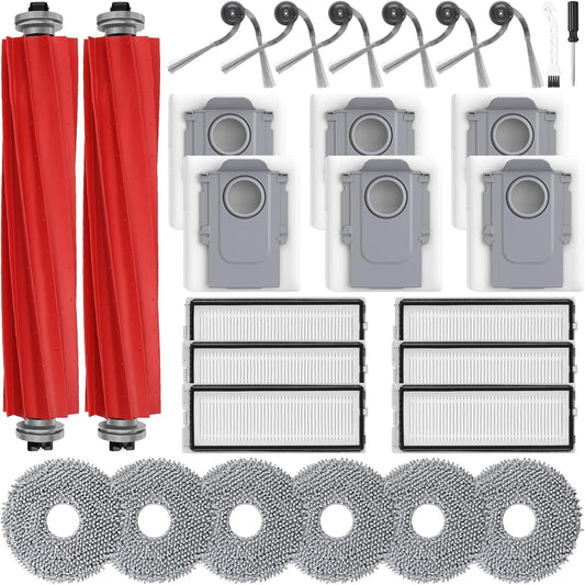 28 Pack QV 35A Replacement Parts for Roborock QV 35A / QV 35S Robot Vacuum, Accessories Kit with 2 Main V1258-DP02-C-1898