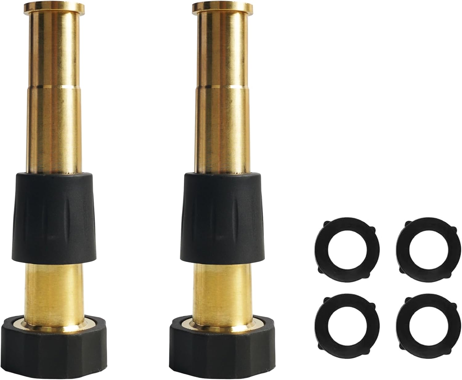 Brass Garden Hose Splitter (4 Way) + 5" Jet Sweeper Garden Hose Nozzle V1258-DP02-C-190