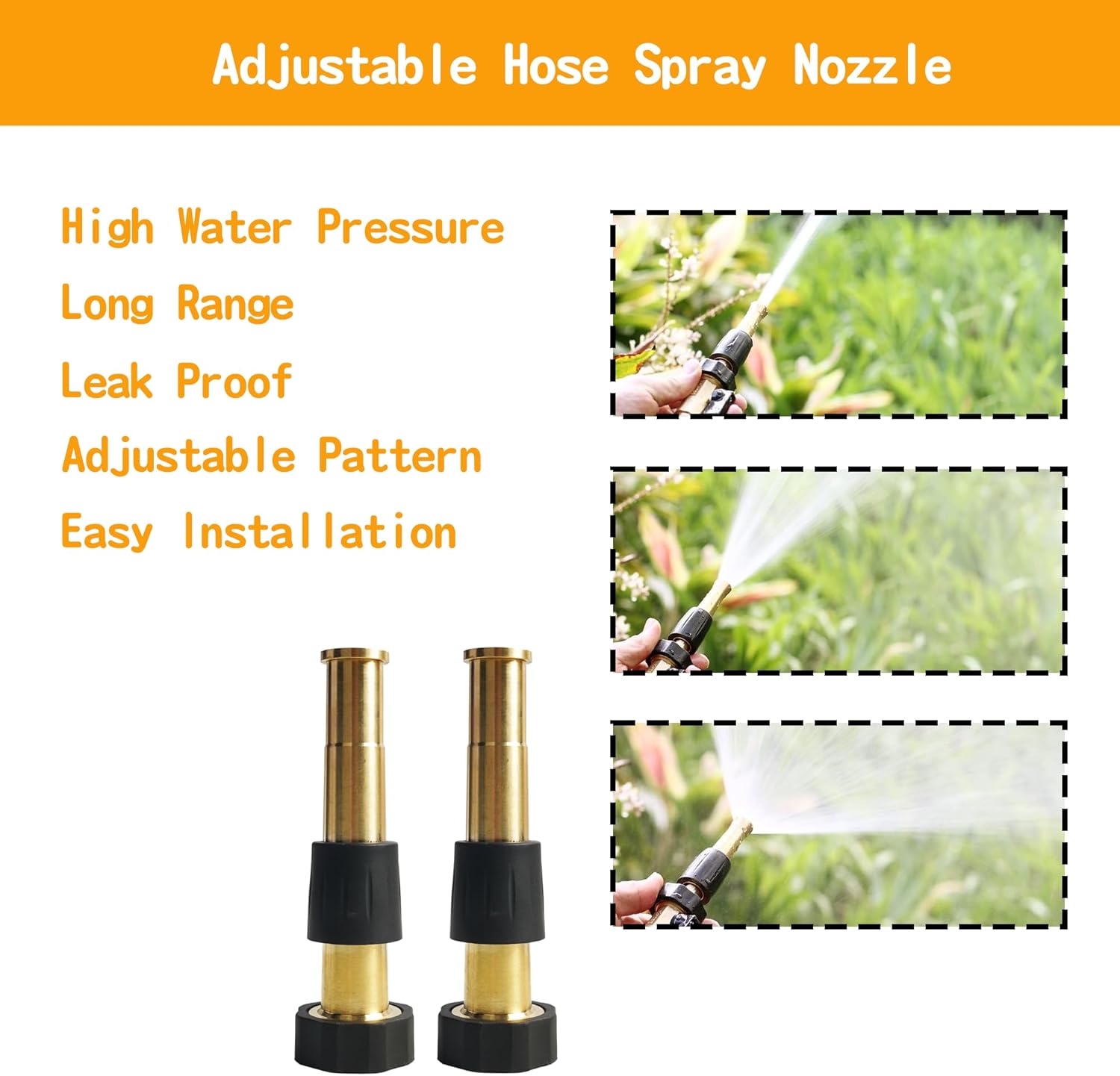 Brass Garden Hose Splitter (4 Way) + 5" Jet Sweeper Garden Hose Nozzle V1258-DP02-C-190