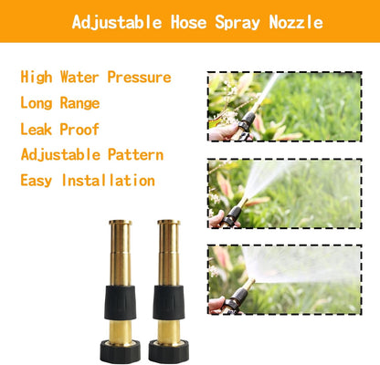 Brass Garden Hose Splitter (4 Way) + 5" Jet Sweeper Garden Hose Nozzle V1258-DP02-C-190