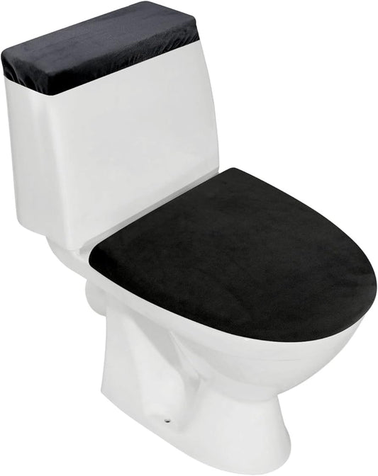 Stretch Velvet Toilet Lid Cover and Toilet Tank Lid Cover, Bathroom Super Soft Toilet Lid Cover Set Luxury V1258-DP02-C-1905