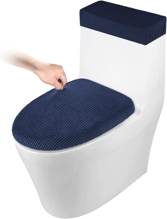 Toilet Lid Cover and Toilet Tank Cover Stretch Toilet Covers Set for Bathroom, Polyester Spandex Jacquard V1258-DP02-C-1908
