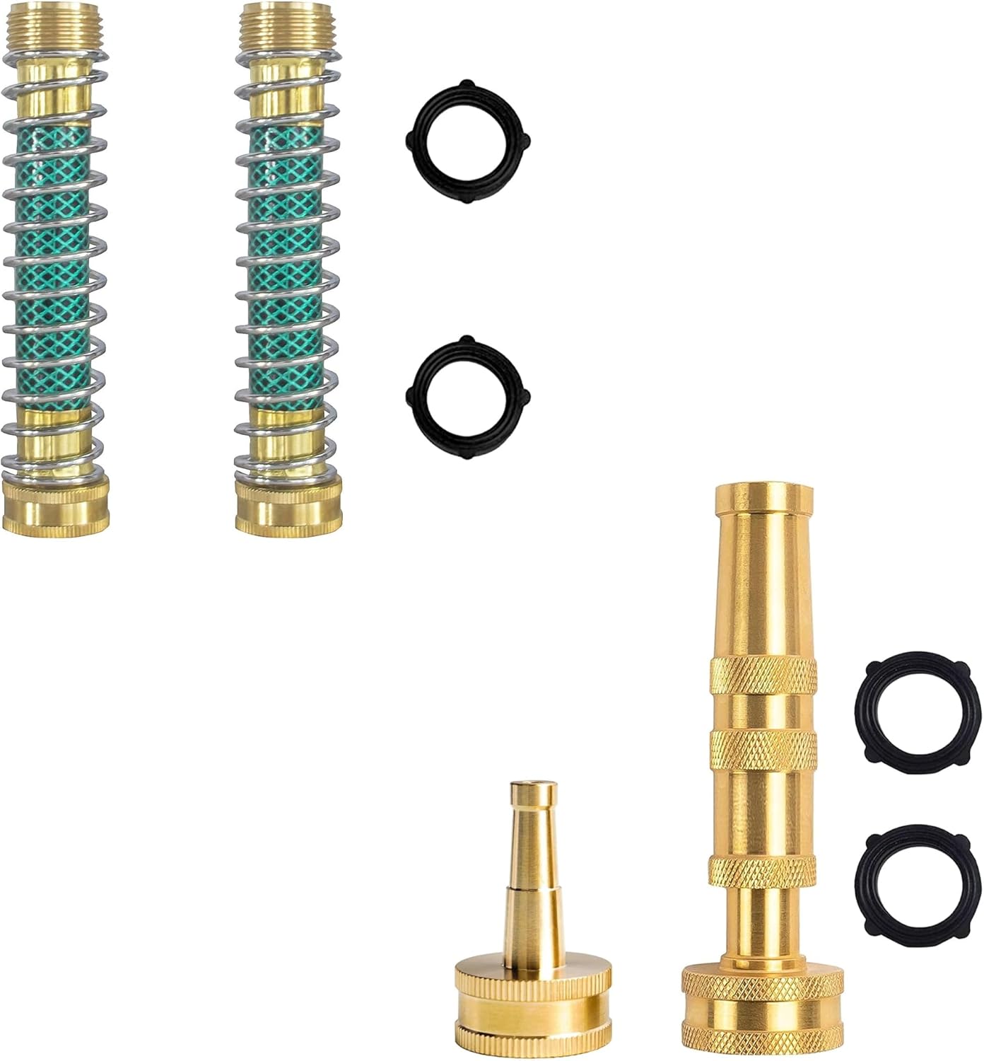 Garden Hose Protector + 4" Twist Hose Nozzle, 2" Jet Sweeper Nozzle V1258-DP02-C-192