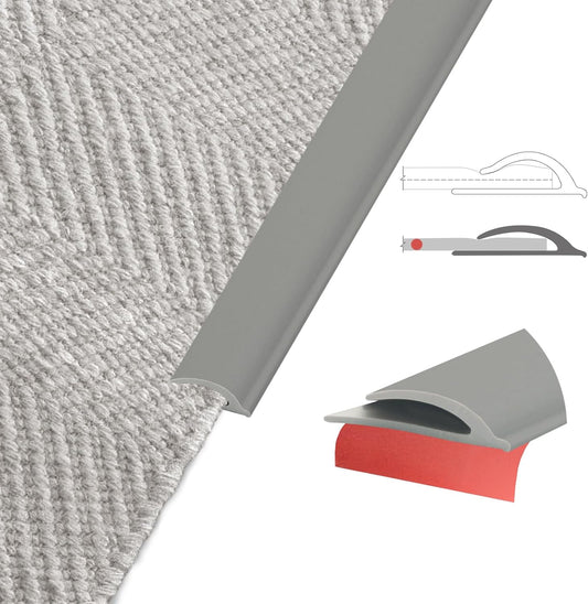 Flexible Carpet Edge Trim - Self-Adhesive Waterproof Cuttable Safety Edging for Thick Rugs & Mats, Peel & V1258-DP02-C-2009