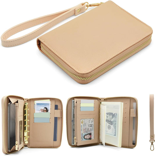 A7 Binder Cash Envelope System Wallet - Budget Binder with Cash Envelopes, Zipper Planner Notebook, 6-Ring V1258-DP02-C-2011