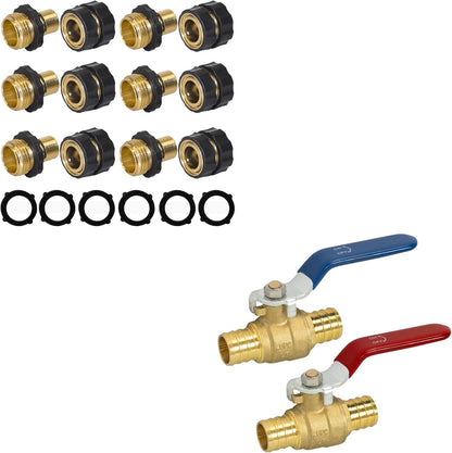 Garden Hose Quick Connector + Shut Off Ball Valve V1258-DP02-C-202