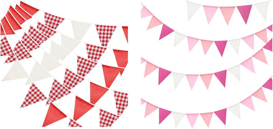 Red and White Checkered Banner, Pennant Banner Garland, Party Decorations Triangular Bunting Garland for V1258-DP02-C-2021