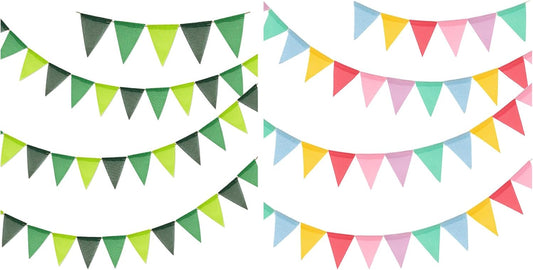 Pre-Strung Burlap Pennant Banners, 39Ft Colorful Fabric Triangle Flag Bunting, 36-Piece Pennant Banner Flag V1258-DP02-C-2024