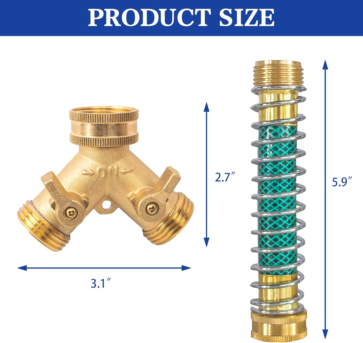4" Twist Hose Nozzle + 2 Way Hose Splitter with Hose Extension V1258-DP02-C-203