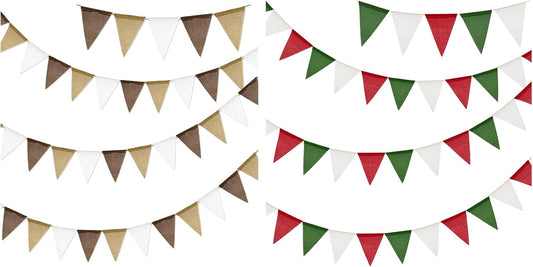 Pre-Strung Burlap Pennant Banners, 39Ft Colorful Fabric Triangle Flag Bunting, 36-Piece Pennant Banner Flag V1258-DP02-C-2030