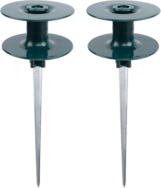 10 Inch Garden Hose Guide Spike, Rust Free Zink Sturdy Metal Stake, Heavy Duty Dark Green Spin Top, Keeps V1258-DP02-C-2044