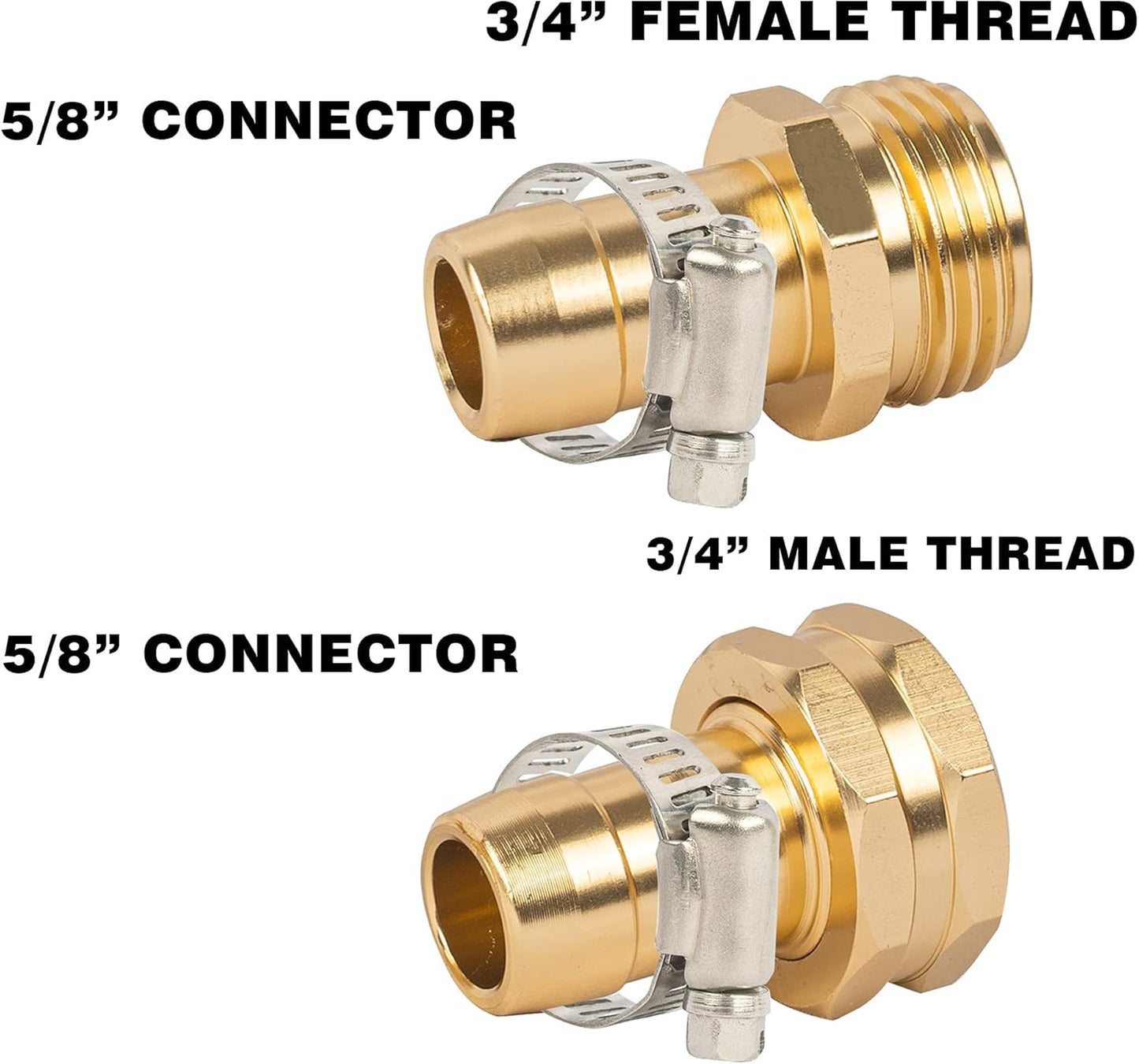 Garden Hose Repair Connector with Clamps + Adjustable Twist Hose Nozzle V1258-DP02-C-206