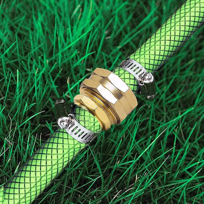 Garden Hose Repair Connector with Clamps + Adjustable Twist Hose Nozzle V1258-DP02-C-206