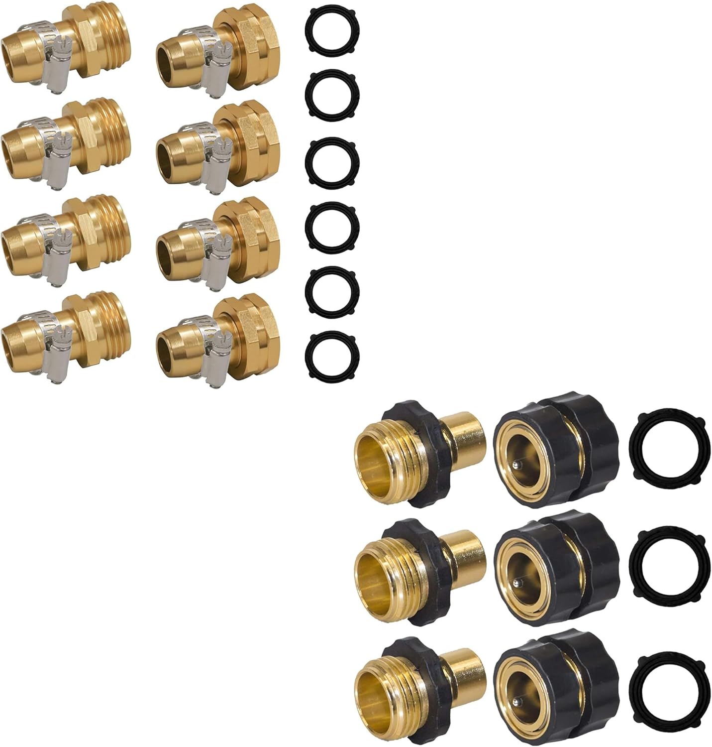 Garden Hose Repair Connector with Clamps + Hose Quick Connector V1258-DP02-C-207